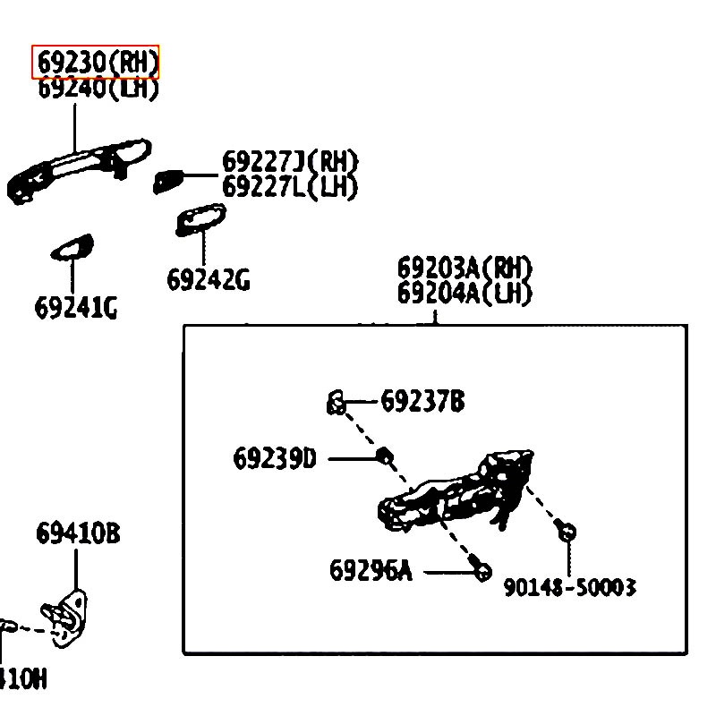 Tay mở cửa trước bên ngoài RH Corolla - hãng TOYOTA | 6921102940