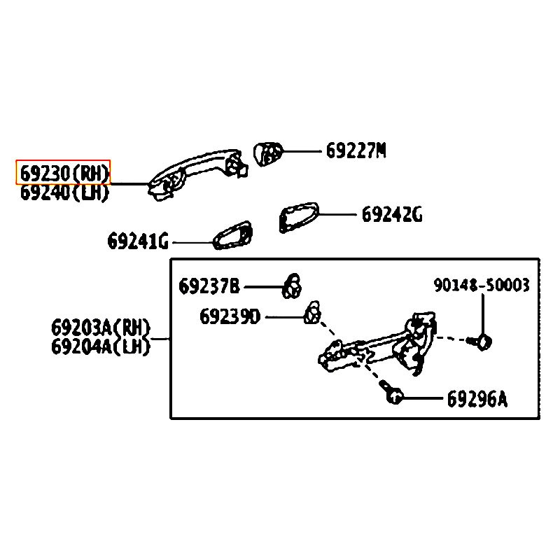 Tay mở cửa trước bên ngoài RH Vios - hãng TOYOTA | 692100K130