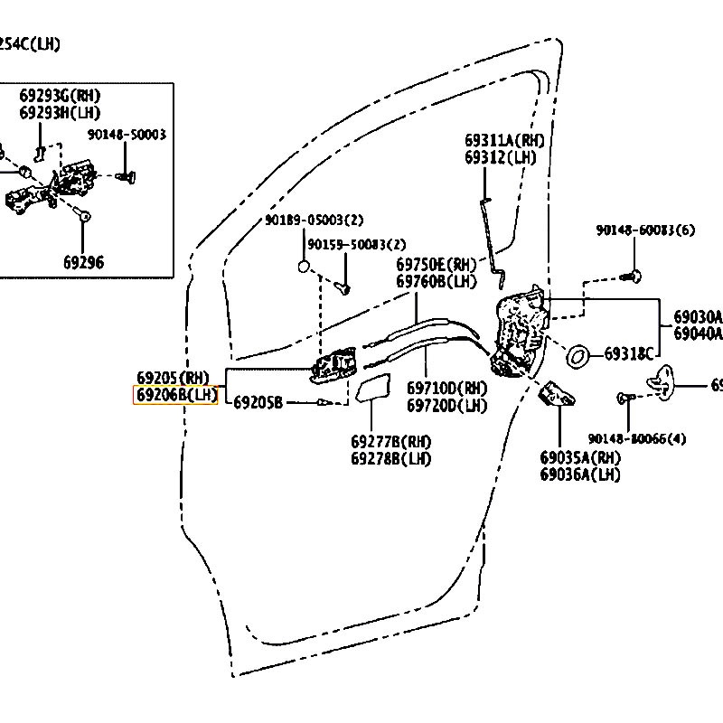 Tay mở cửa trước bên trong LH Noah - hãng TOYOTA | 6920615010C1