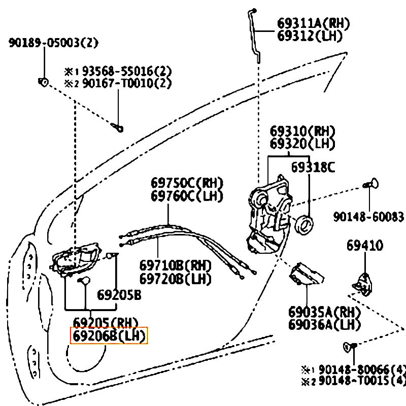 Tay mở cửa trước bên trong LH Corolla - hãng TOYOTA | 6920602280A1