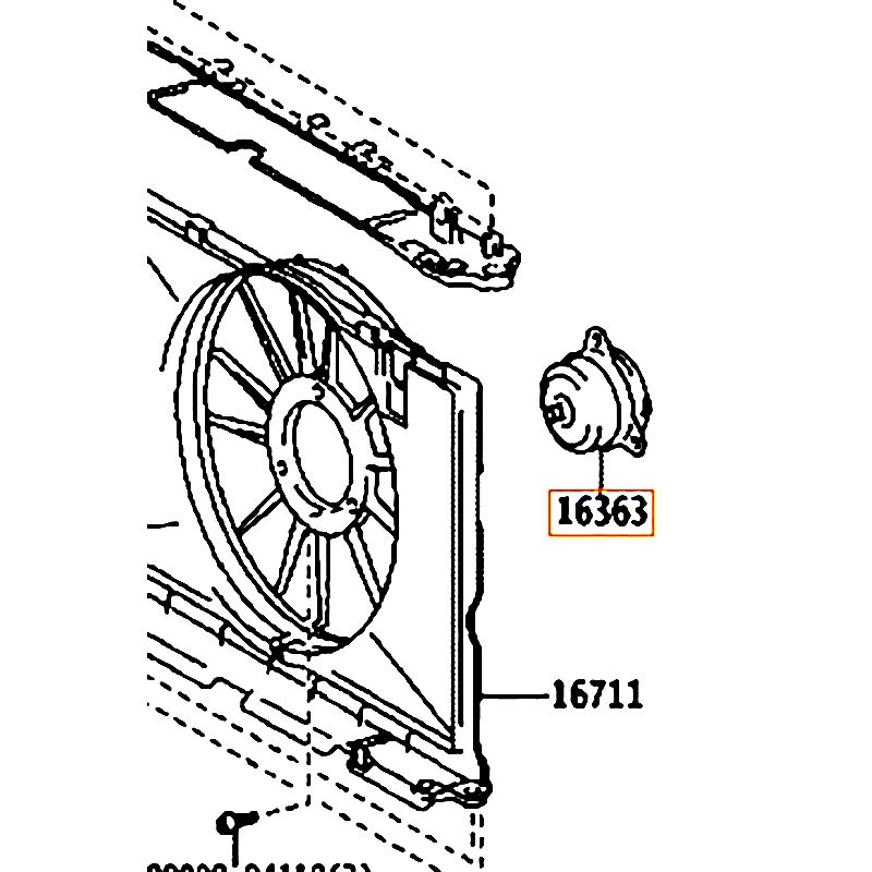 Mô tơ quạt két nước Altis - hãng TOYOTA | 163630D160