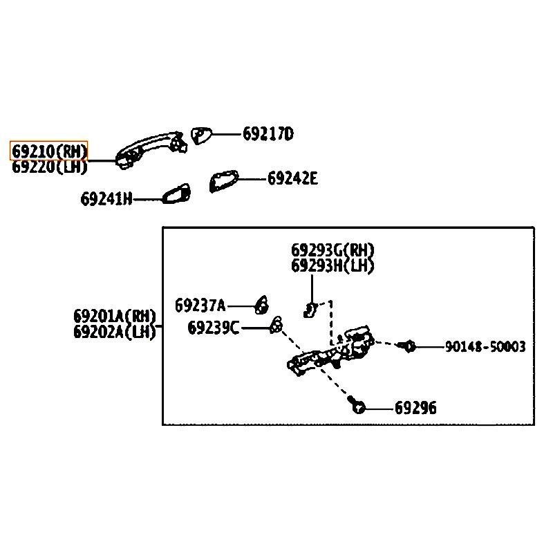 Tay mở cửa trước bên ngoài RH Fortuner - hãng TOYOTA | 692100K060