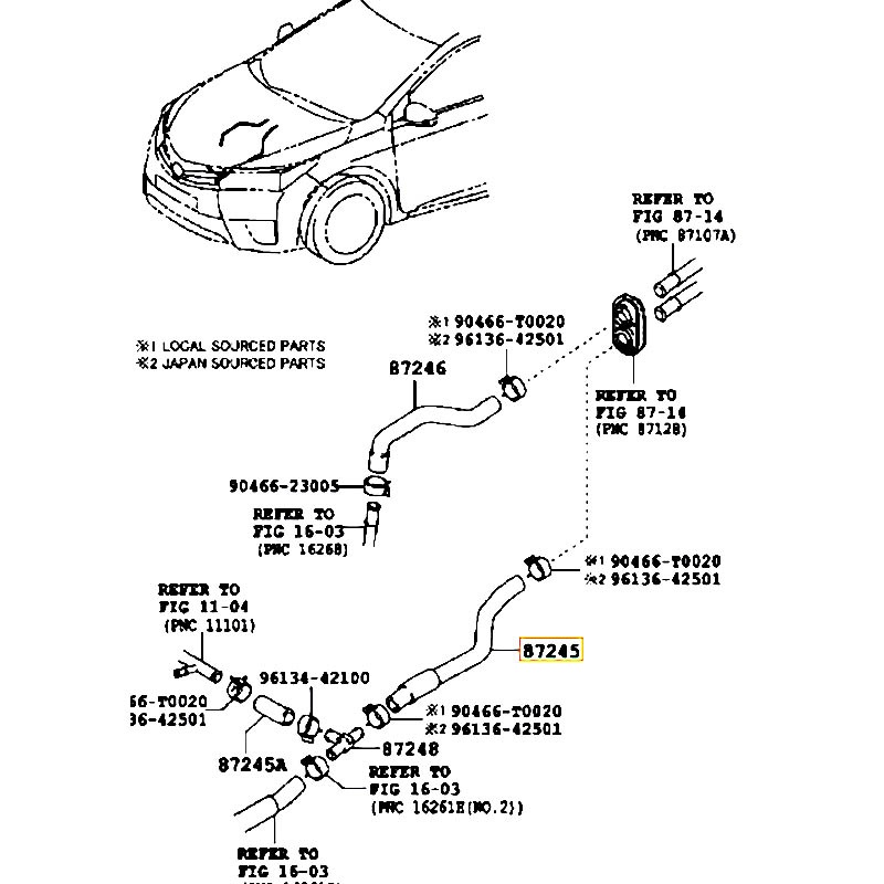 Ống nước Altis - hãng TOYOTA | 8724502L91