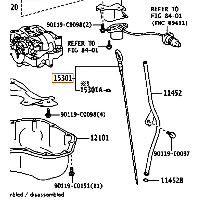 Ty thăm nhớt máy RAV4 - hãng TOYOTA | 153010V010