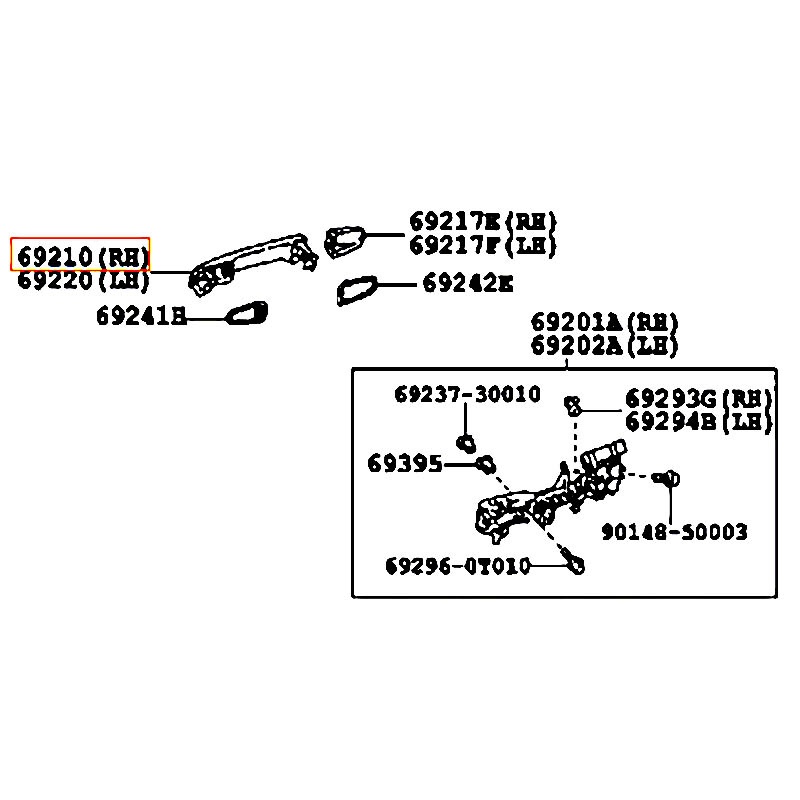 Tay mở cửa trước bên ngoài RH Avalon - hãng TOYOTA | 692100T020A0