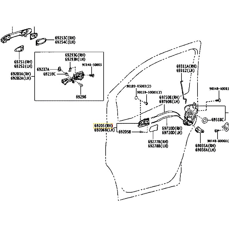 Tay mở cửa trước bên trong RH Noah - hãng TOYOTA | 6920515010C1