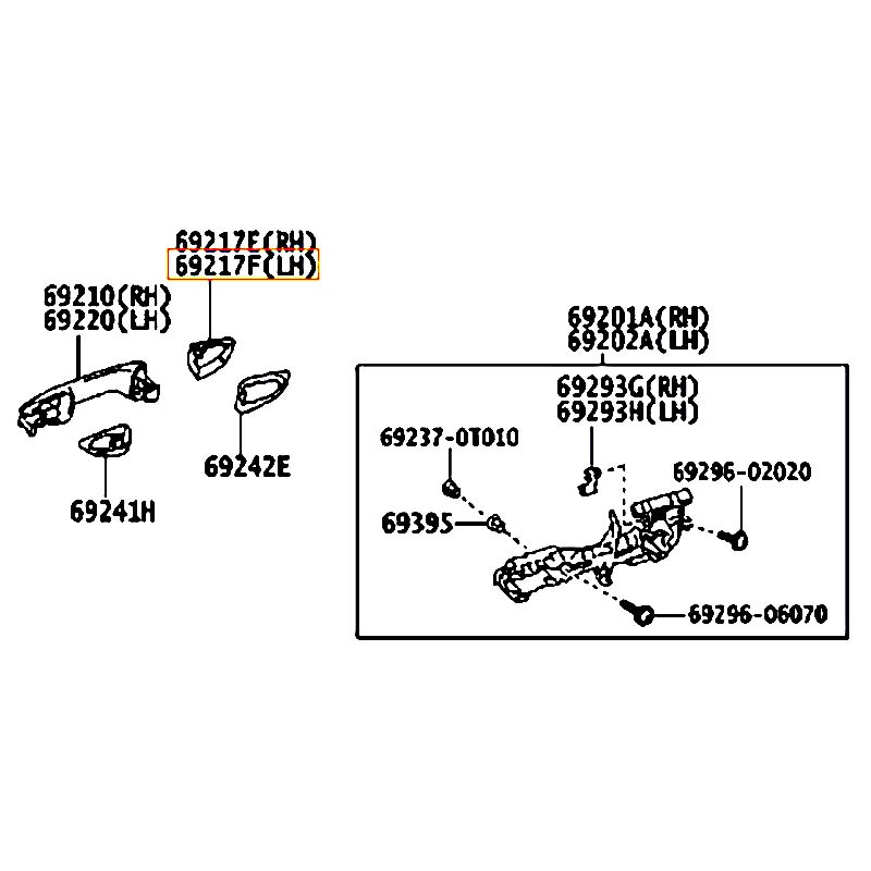 Ốp đuôi tay cửa trước ngoài RH Corolla - hãng TOYOTA | 6925002916