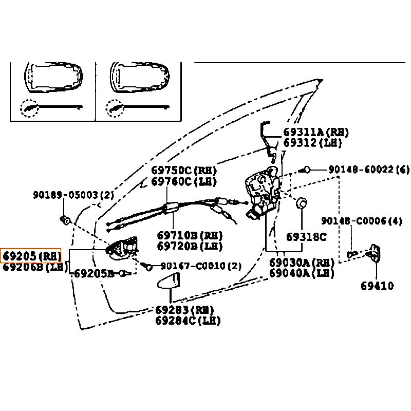 Tay mở cửa trước bên trong RH Camry - hãng TOYOTA | 6920506080C0