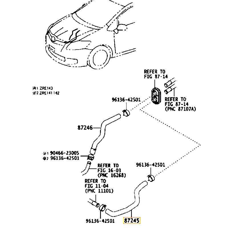 Ống nước Corolla - hãng TOYOTA | 8724502F70