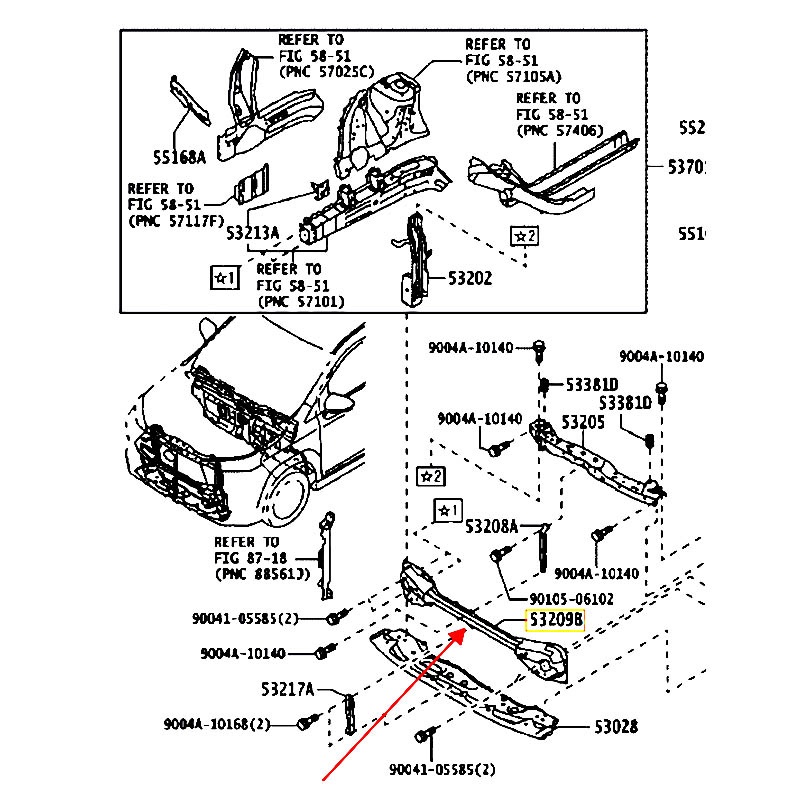 Xương cản trước Raize 2022 - hãng TOYOTA | 53209BZ090