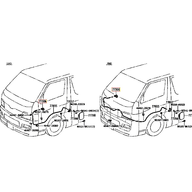 Tay giật nắp bình xăng Hiace - hãng TOYOTA | 7730628050B1