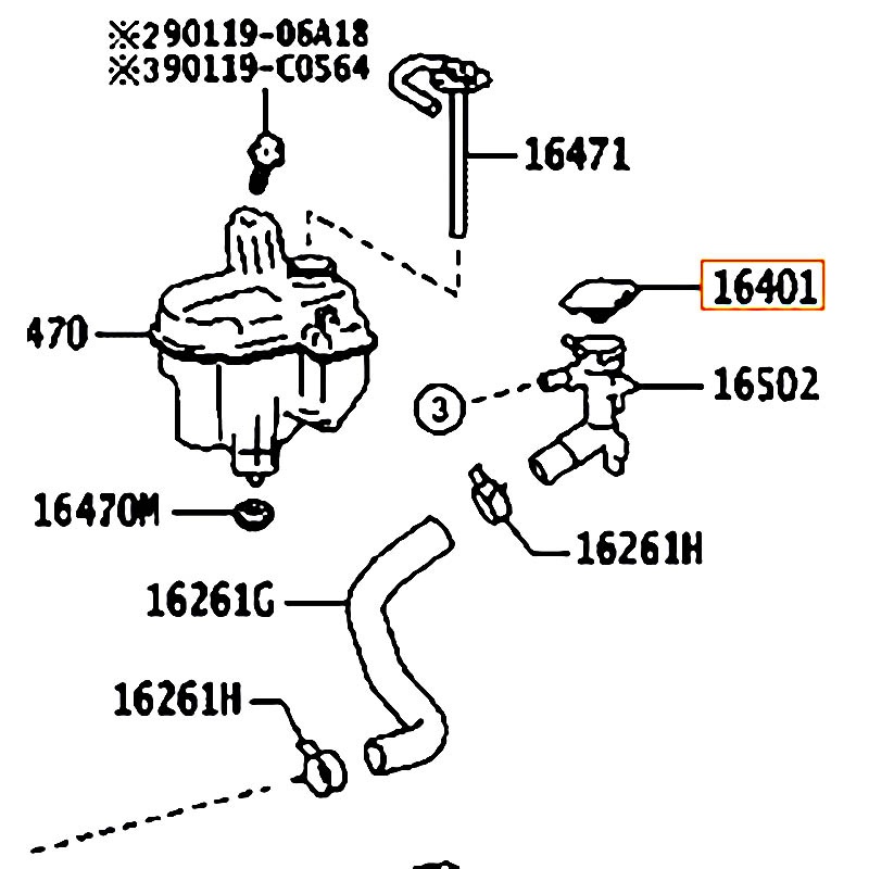 Nắp két nước Camry - hãng TOYOTA | 16401F0010