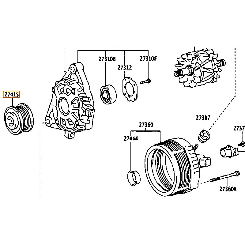 Puly máy phát Fortuner - hãng TOYOTA | 274150L030