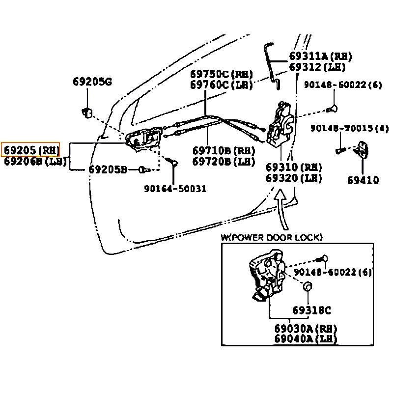 Tay mở cửa trước bên trong RH Vios - hãng TOYOTA | 692050D170B0