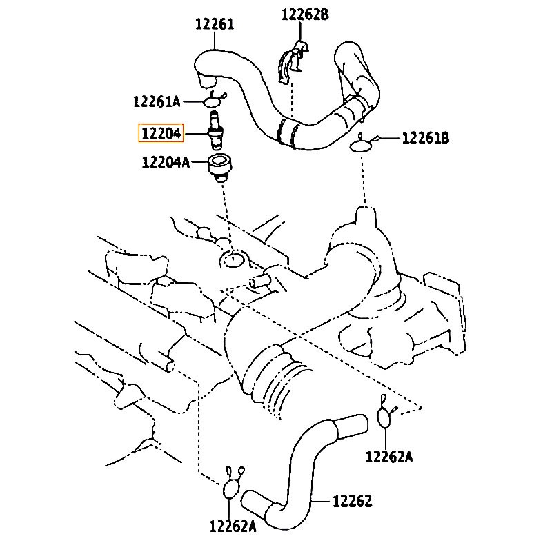 Van hồi lưu khí thải pcv Sienta - hãng TOYOTA | 122040Y020