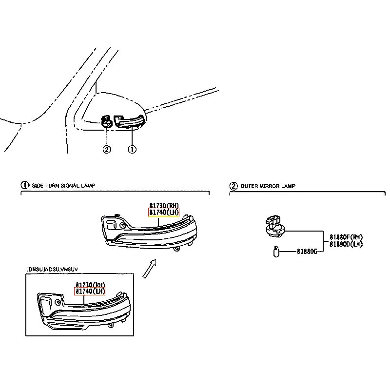 Xi nhan gương LH Fortuner - hãng TOYOTA | 817400K040