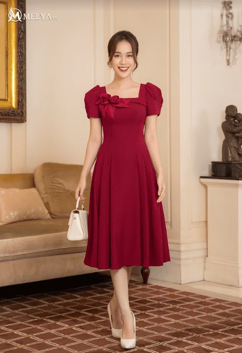 Đầm Xòe - Red Floral Dress
