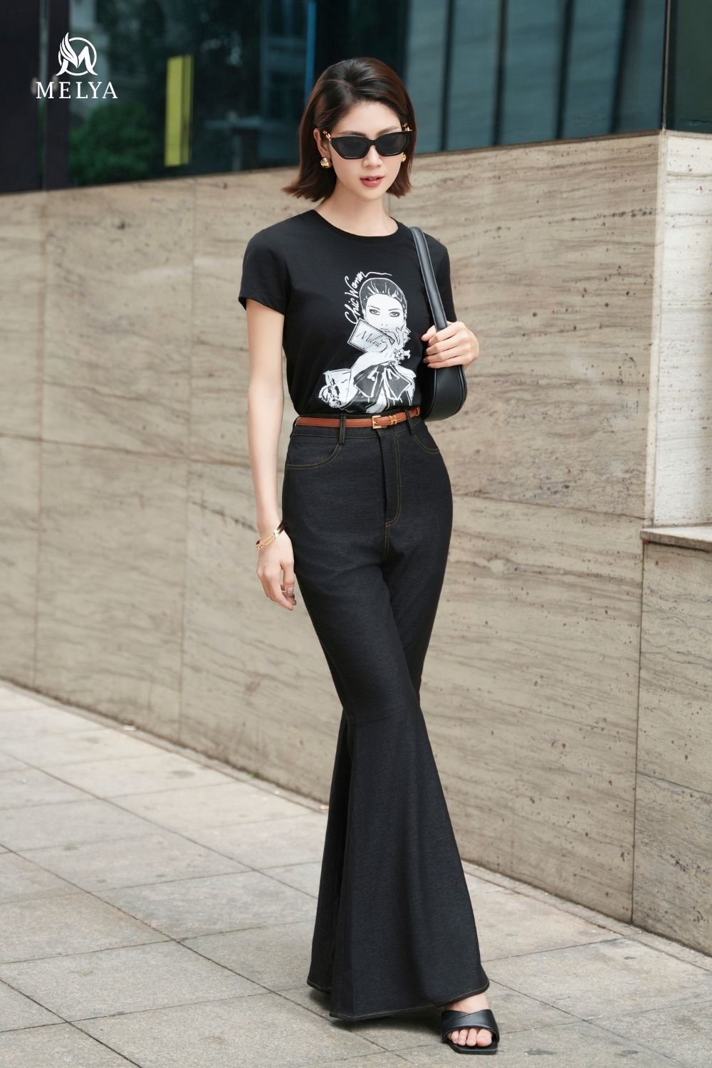 Quần ống vảy - Đuôi cá denim - Đen