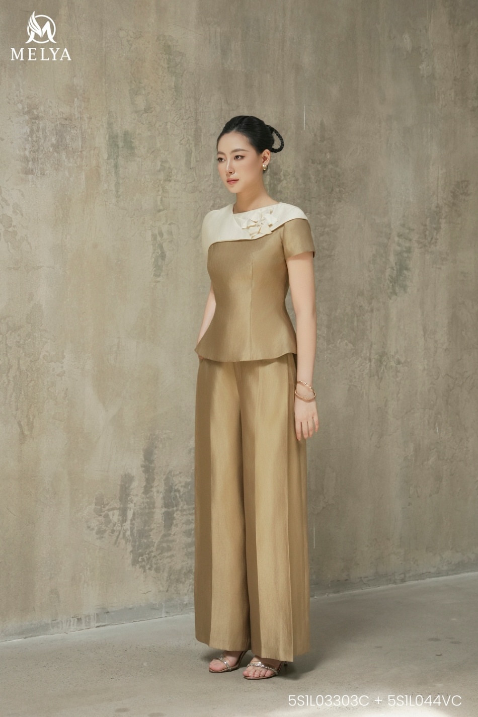 Quần suông - Solara Paint ly sườn - Vàng ánh kim