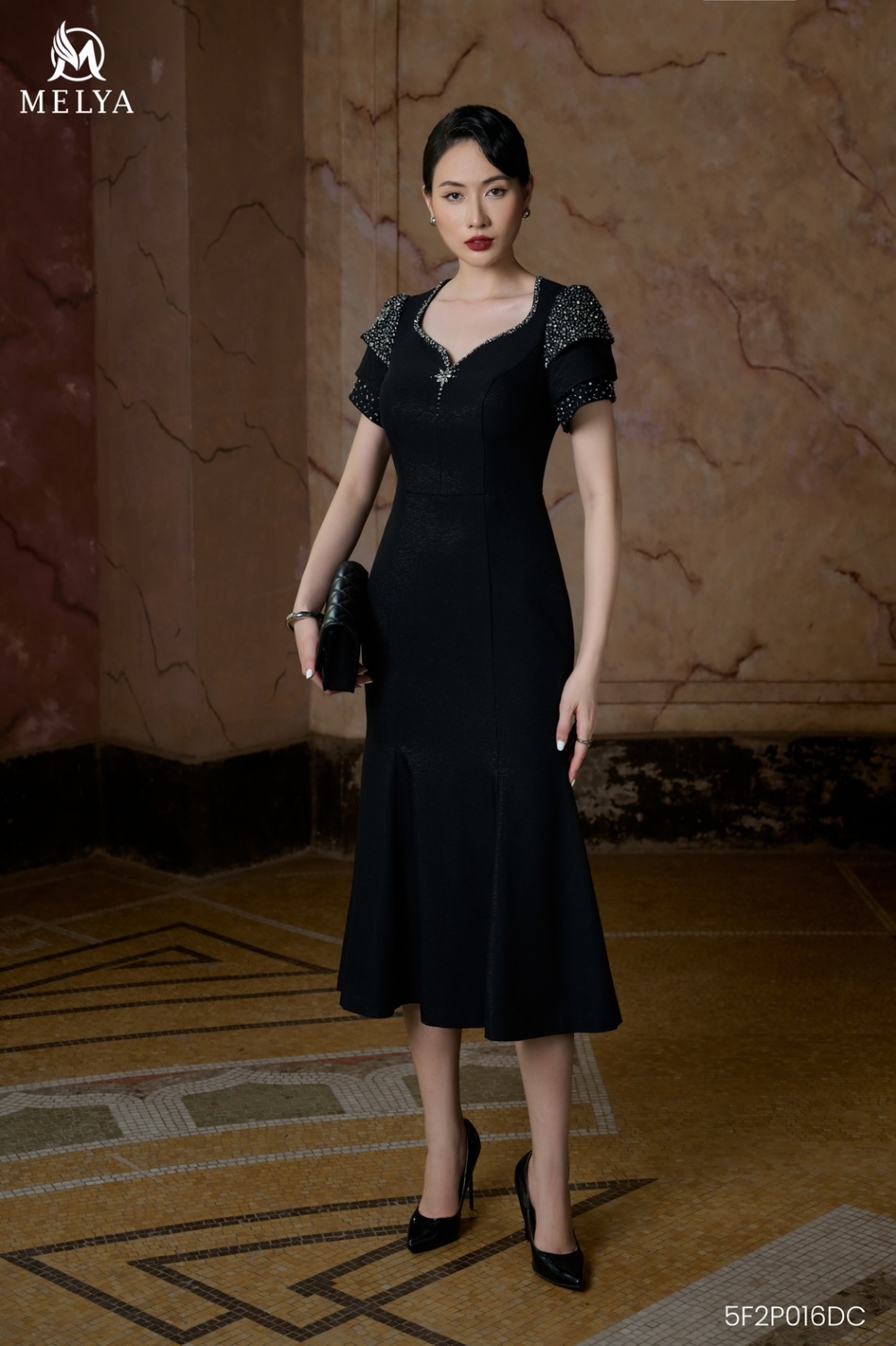 Đầm đuôi cá - Elara Dress đính đá - Đen