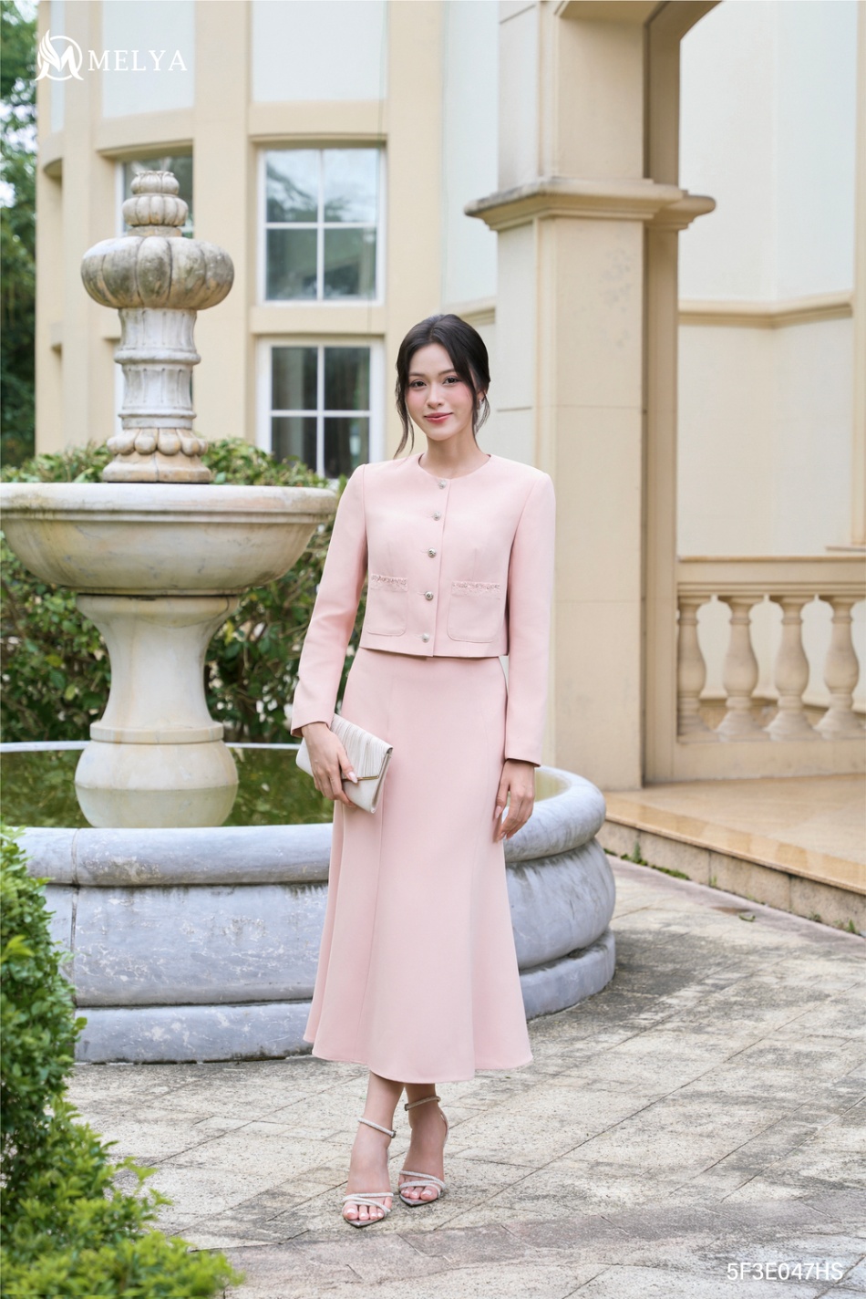 Set bộ - Glimmer chic áo khoác lửng & chân váy đuôi cá - Hồng