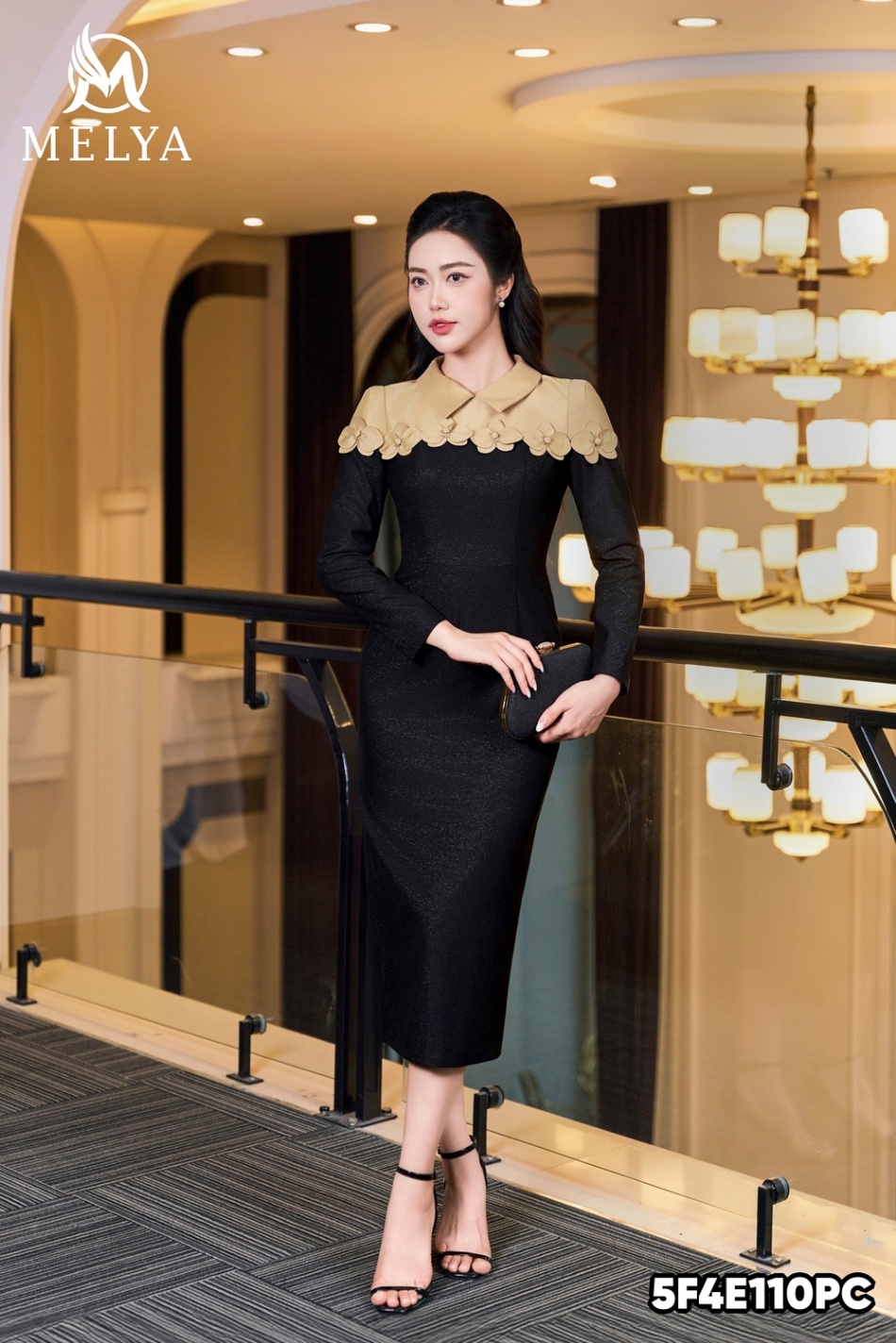 Đầm ôm - Huyền lan - Đen phối be