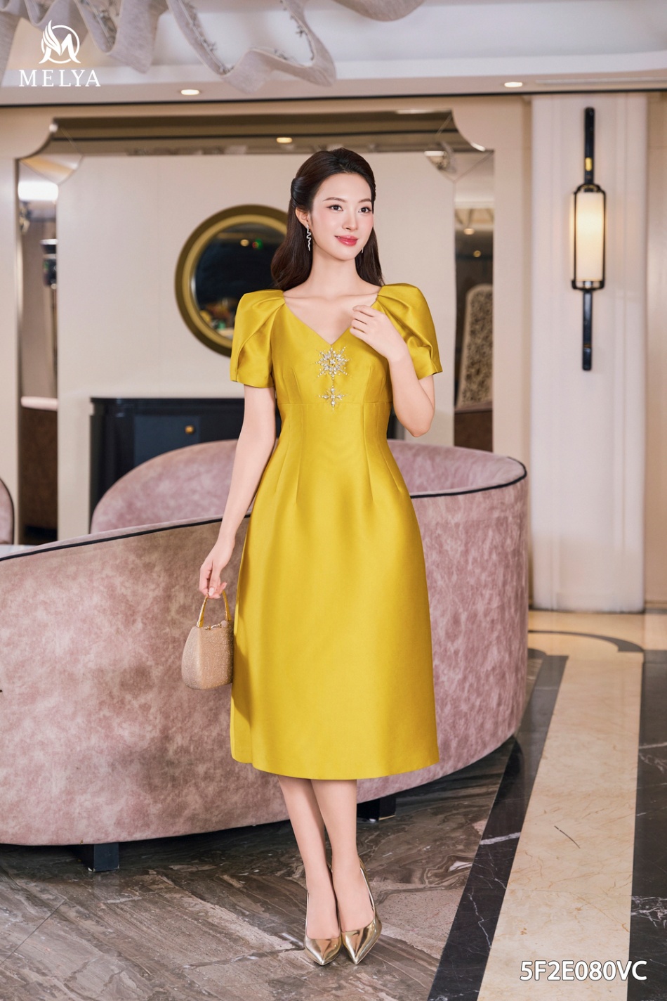 Đầm xòe - Kim hoàn - Vàng chanh