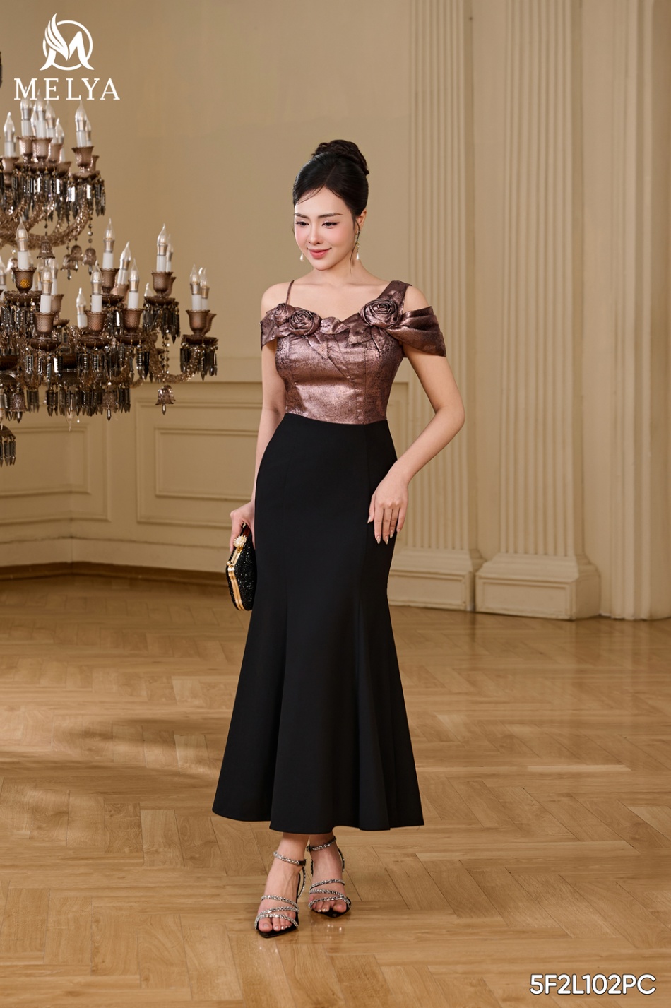 Đầm đuôi cá - Hồng vũ - Đen phối hồng đỗ