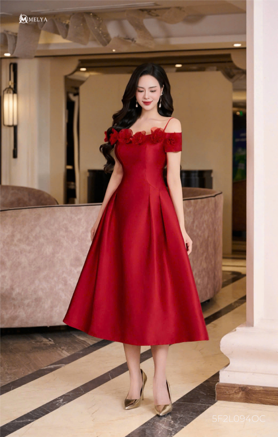 Đầm xòe - Diễm lệ - Đỏ thuần