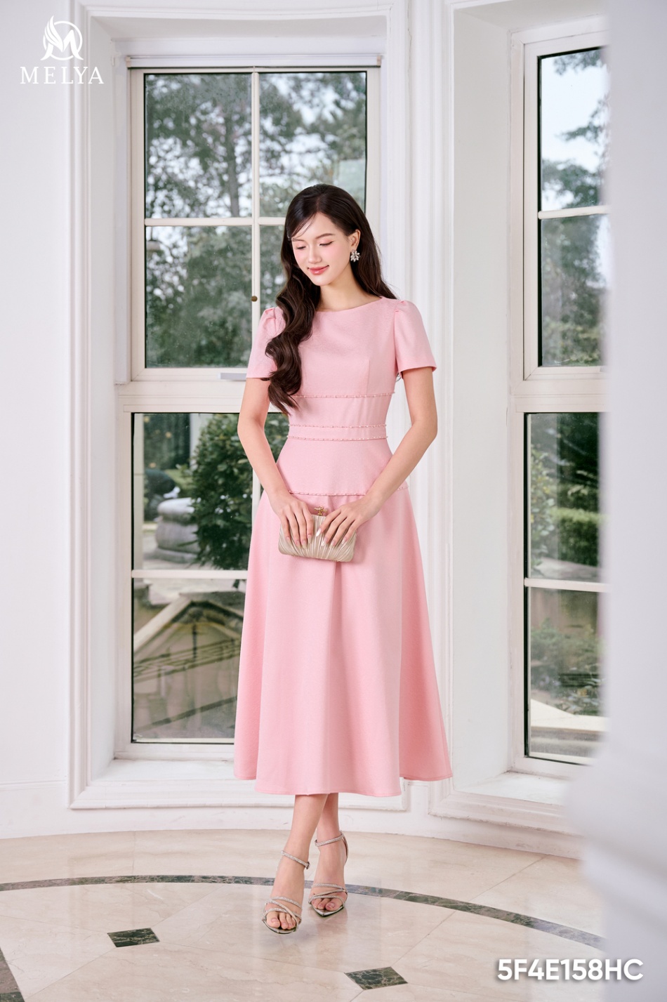 Đầm xòe - Ngọc phấn - Hồng đào