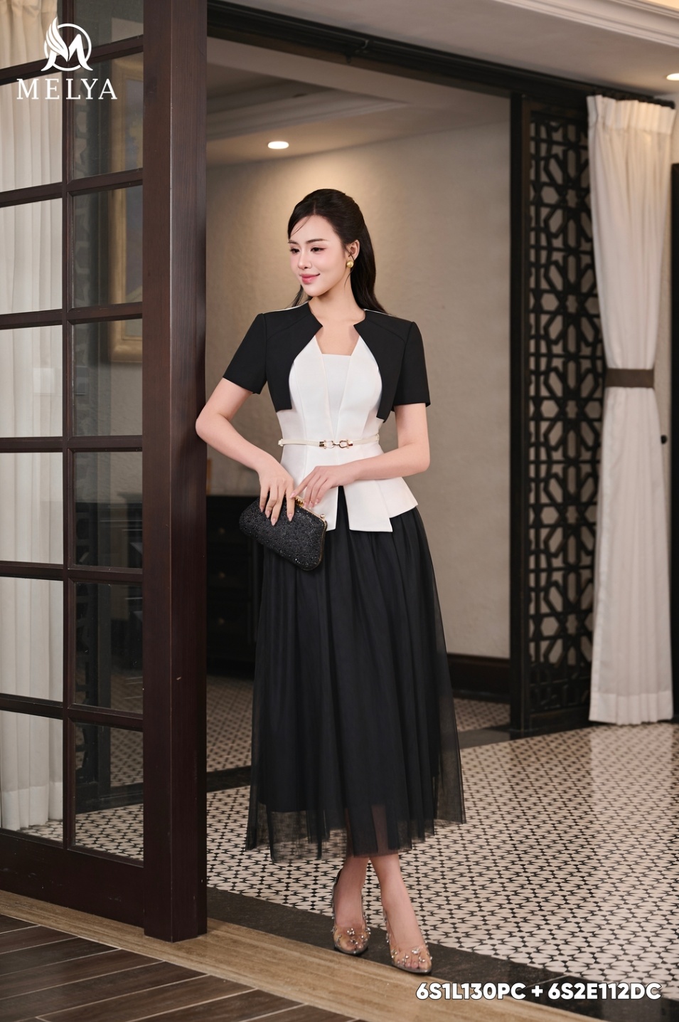 Áo ký giả - Kira - Trắng phối đen