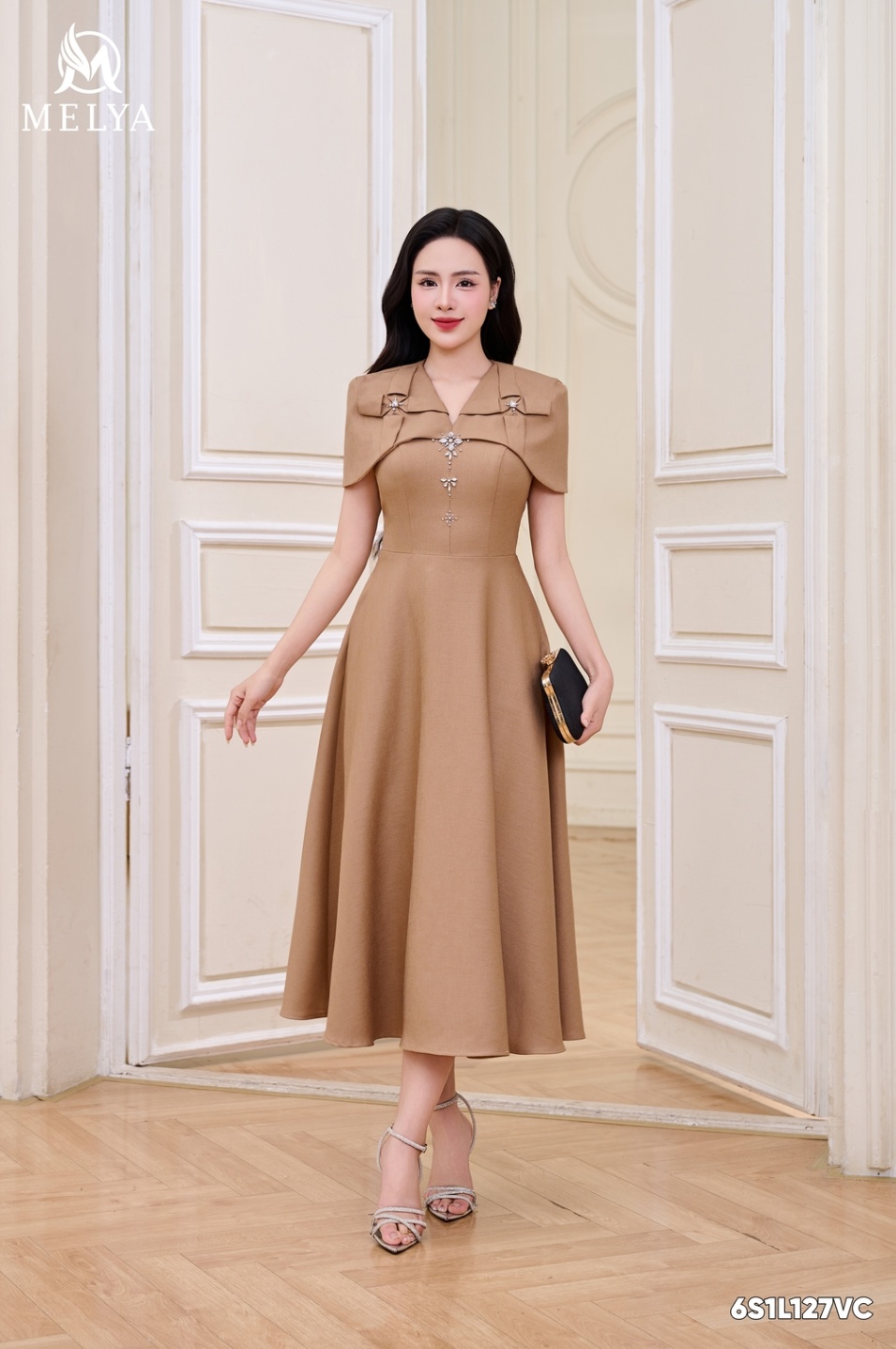 Đầm xòe - Kim sa nhã - Vàng be