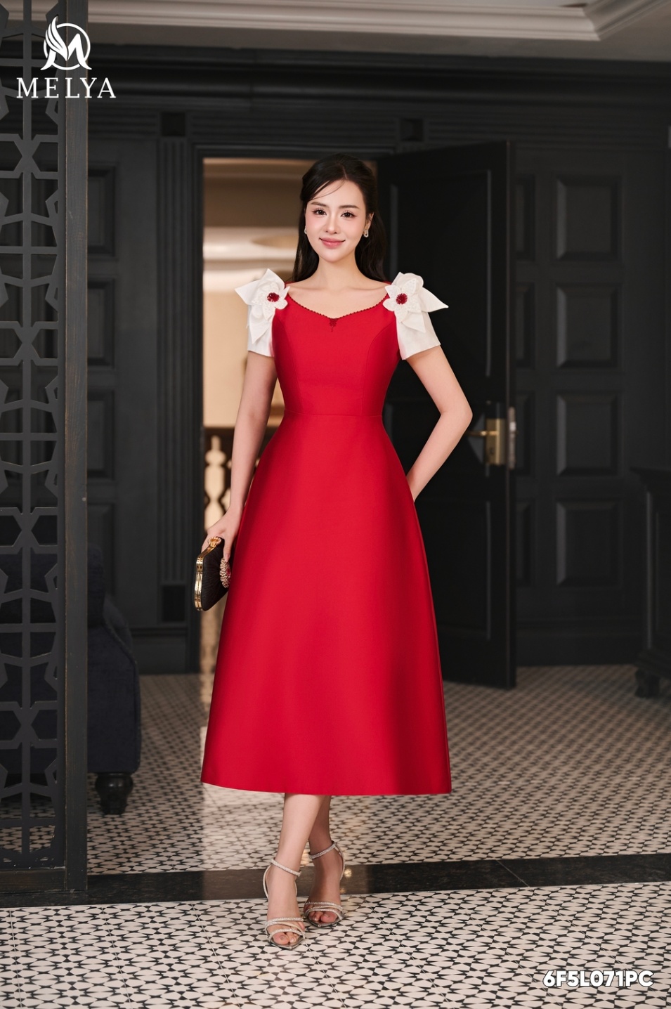 Đầm xòe - Ruby dream - Đỏ phối trắng