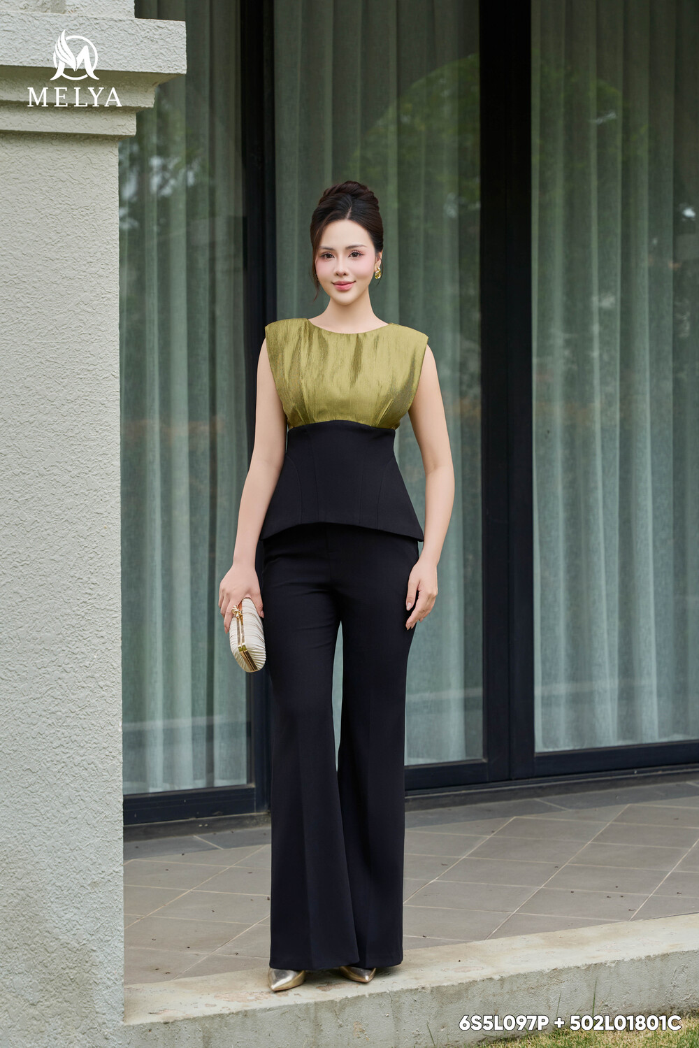 Áo kiểu - Golden poise - Vàng ánh đồng phối đen