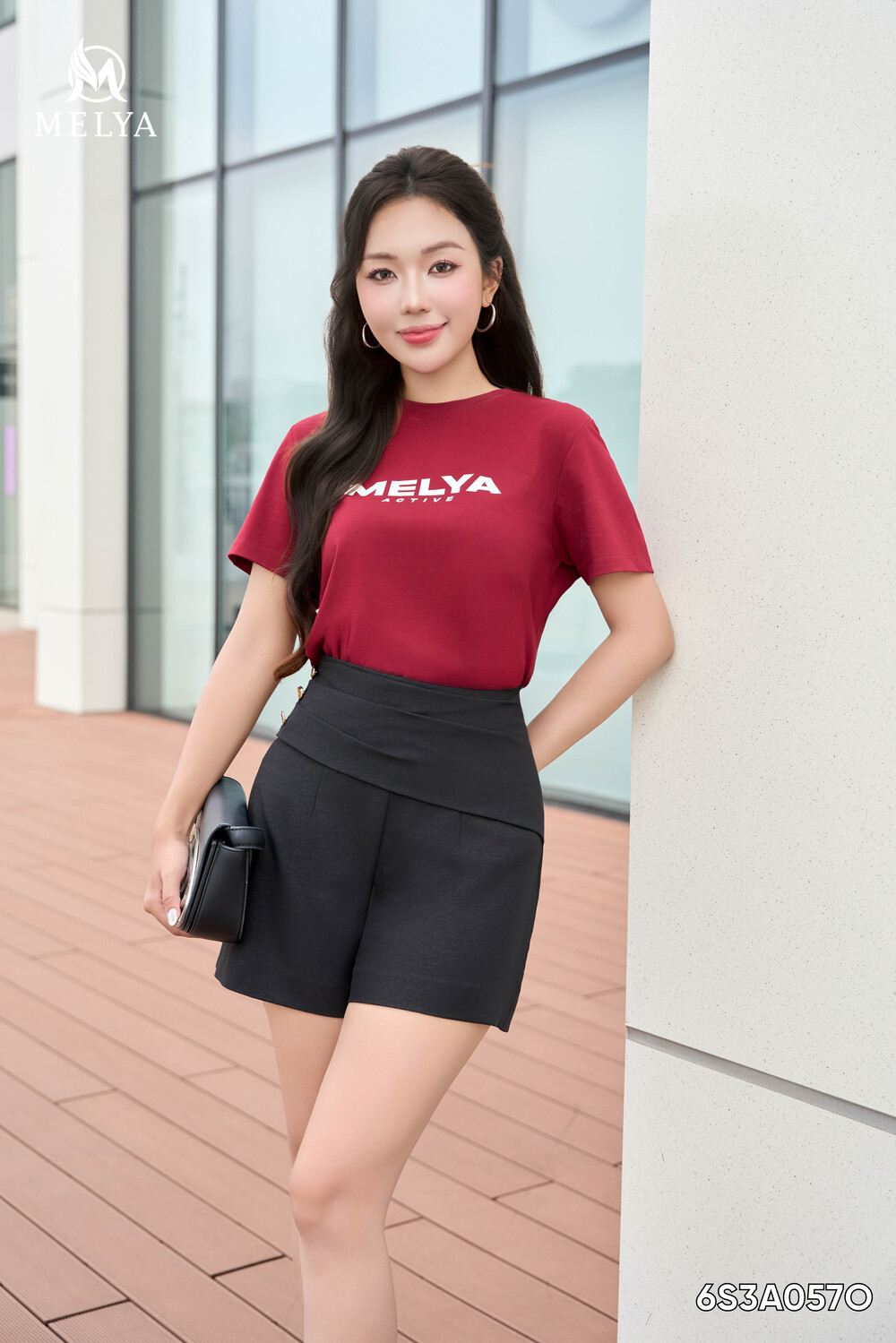 Áo phông - Melya bordeaux essential tee - Đỏ đô