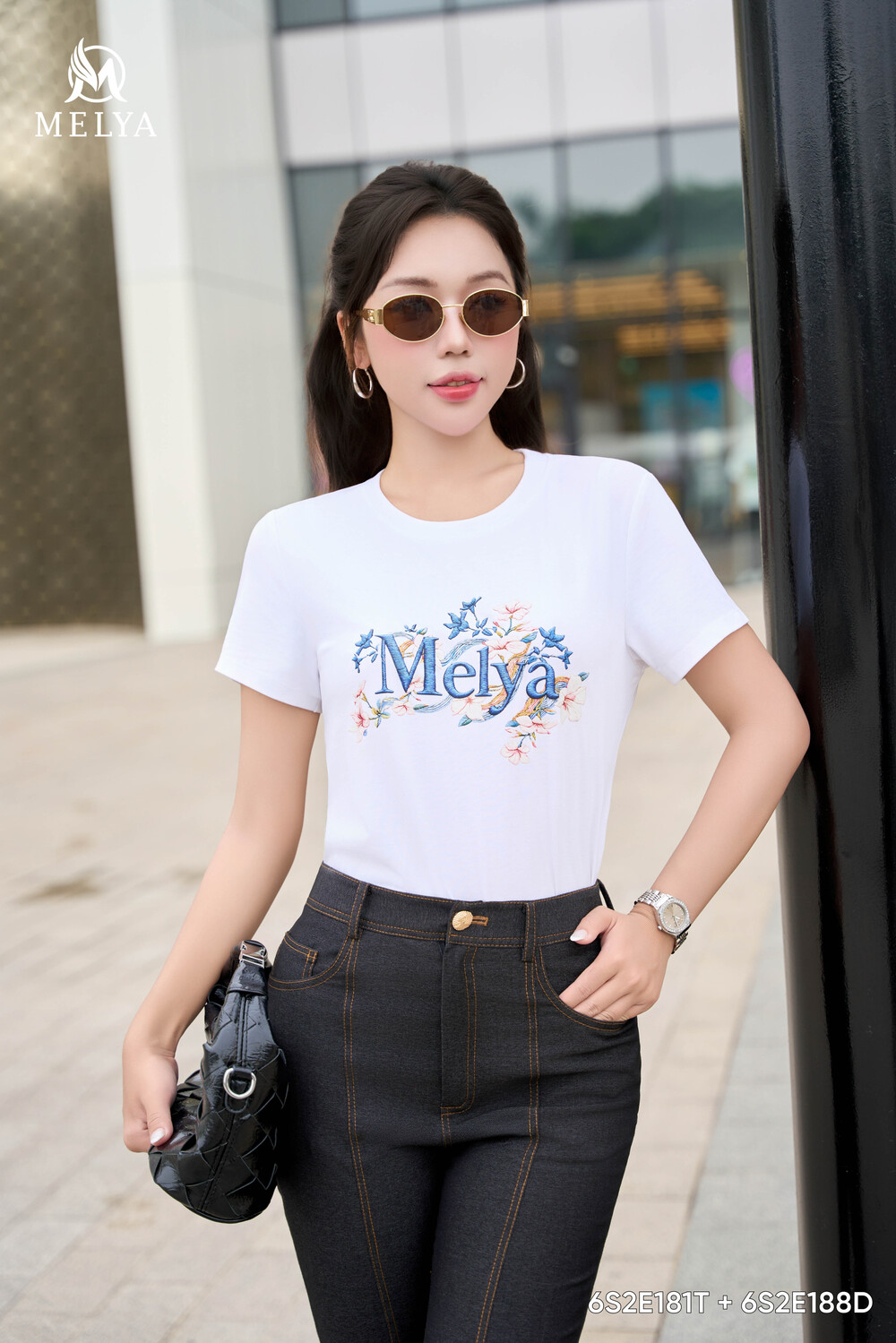 Áo phông - Melya denim - Trắng