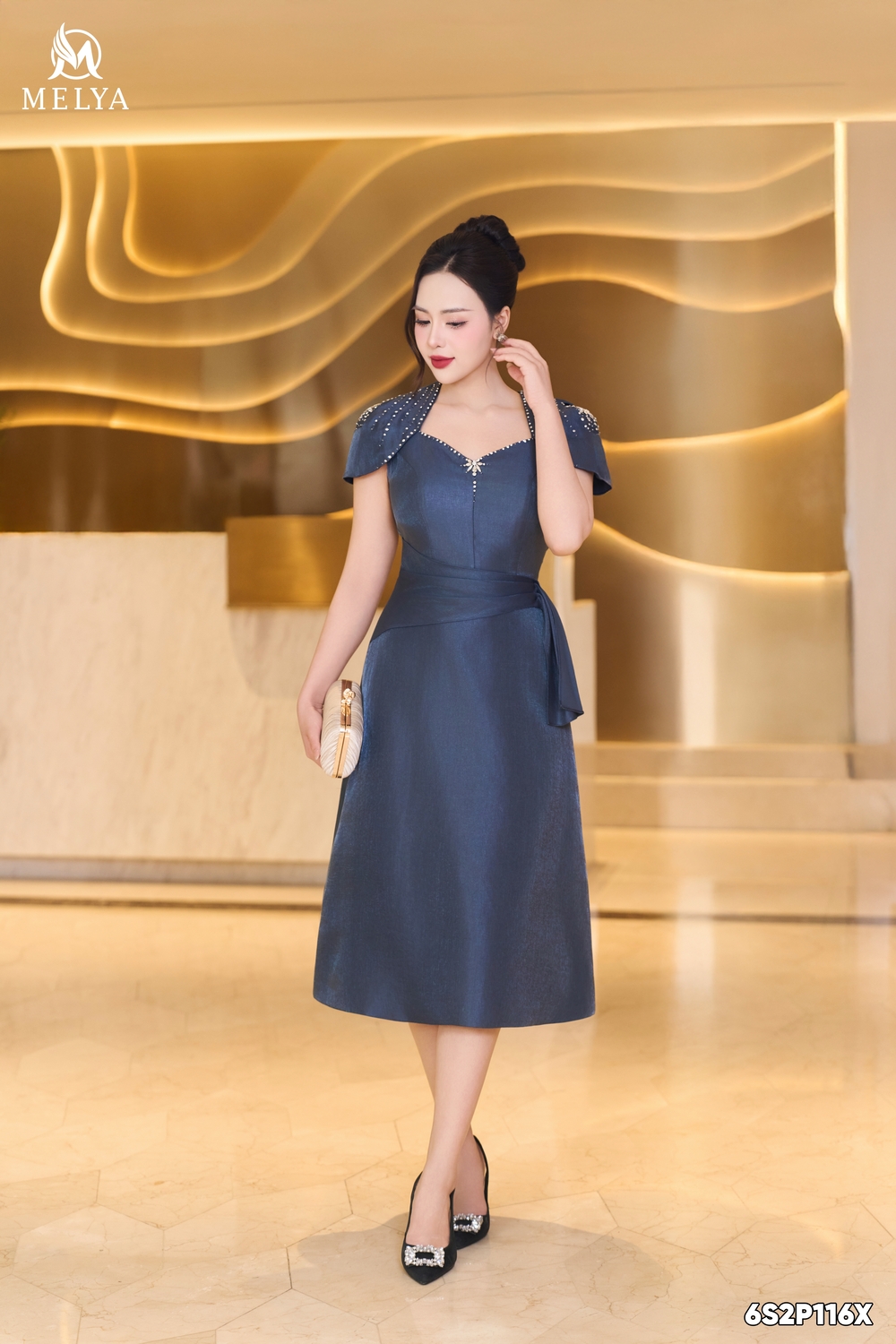 Đầm A - Lam ngọc - Xanh tím than