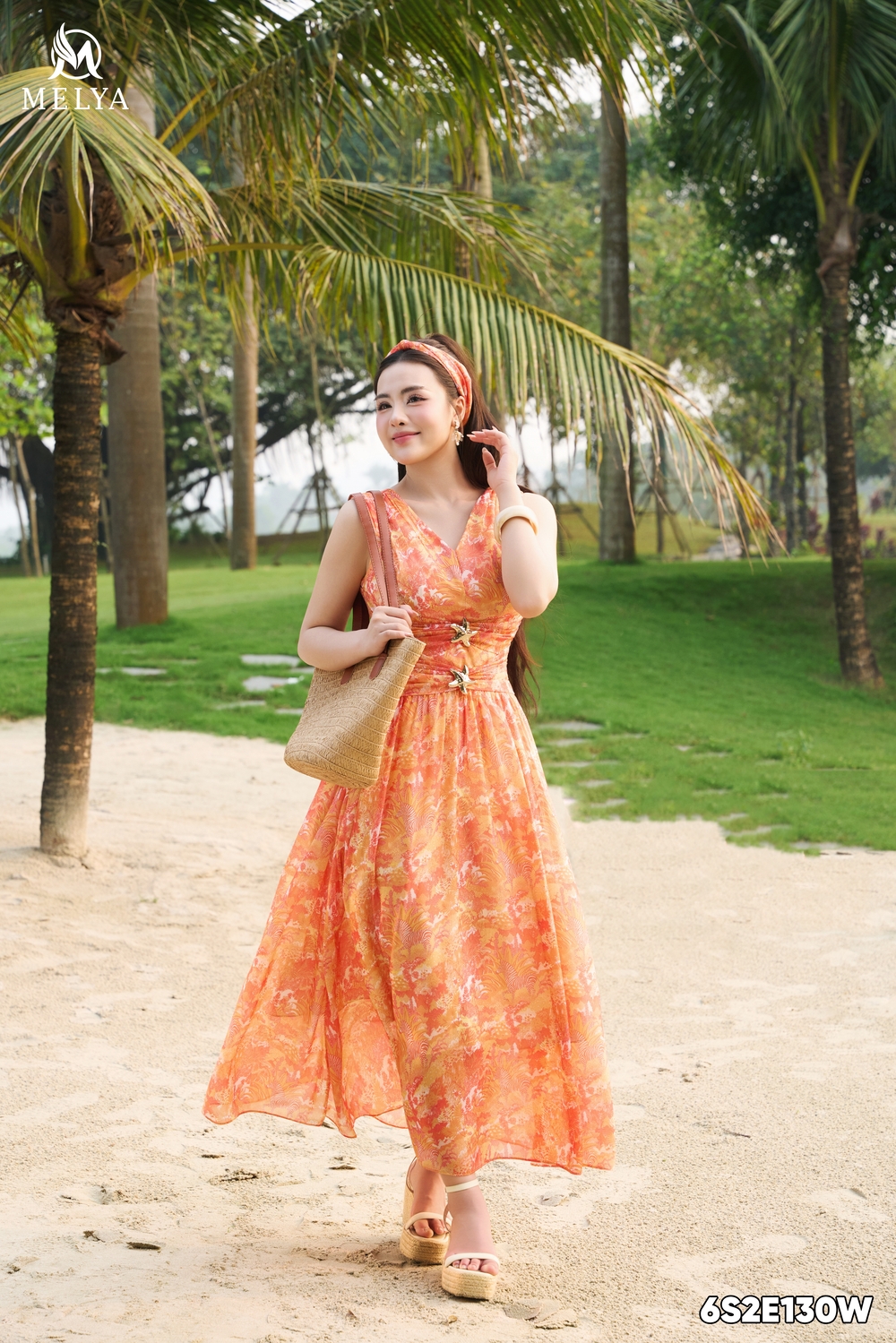 Đầm maxi - Sunset coral - Cam
