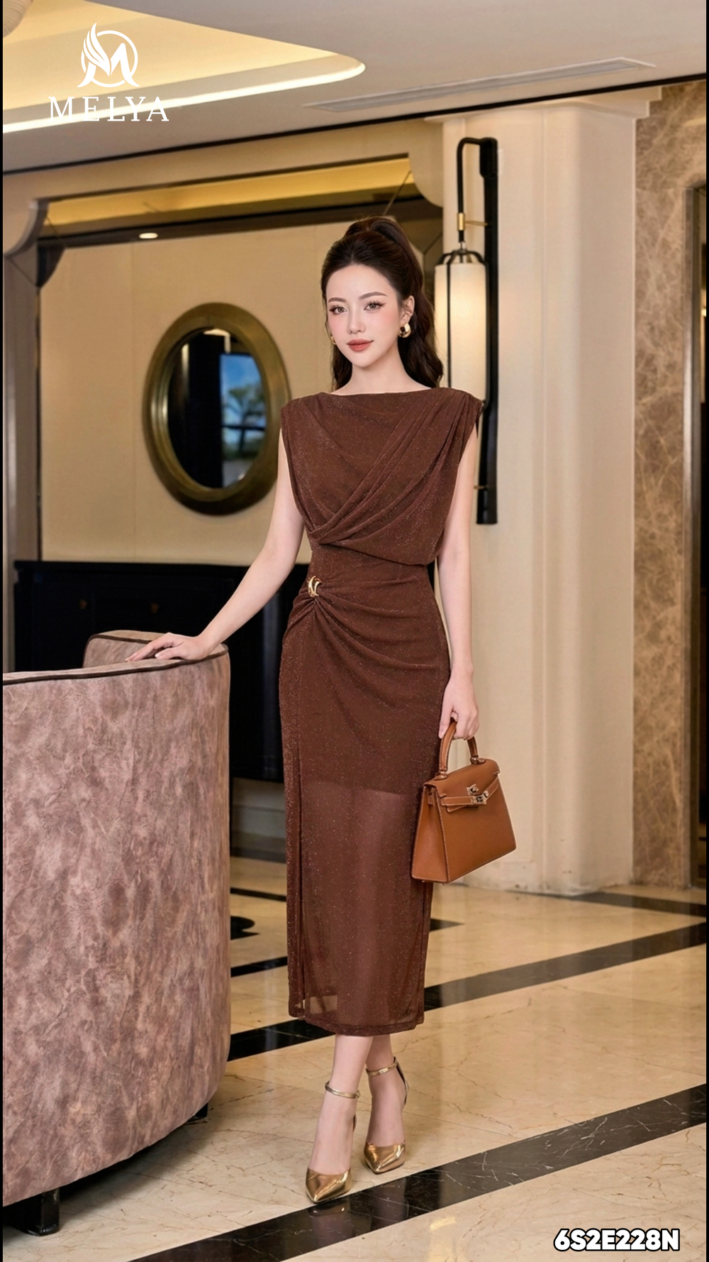 Đầm ôm - Mocha stardust - Nâu đậm