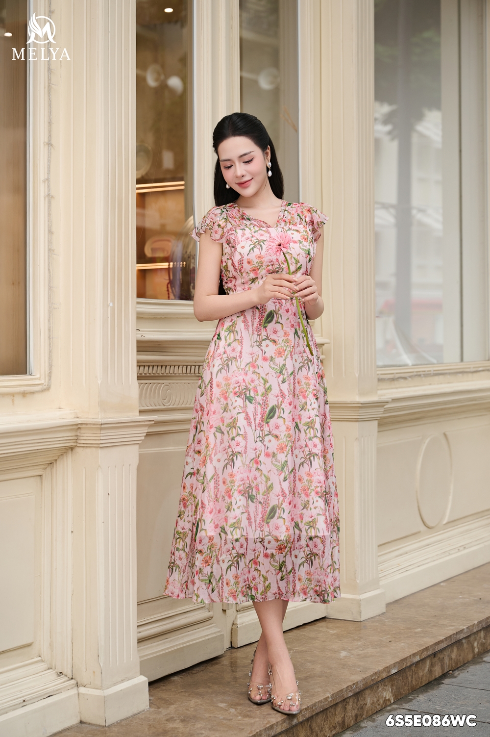 Đầm xoè - Hoa xuân - Họa tiết
