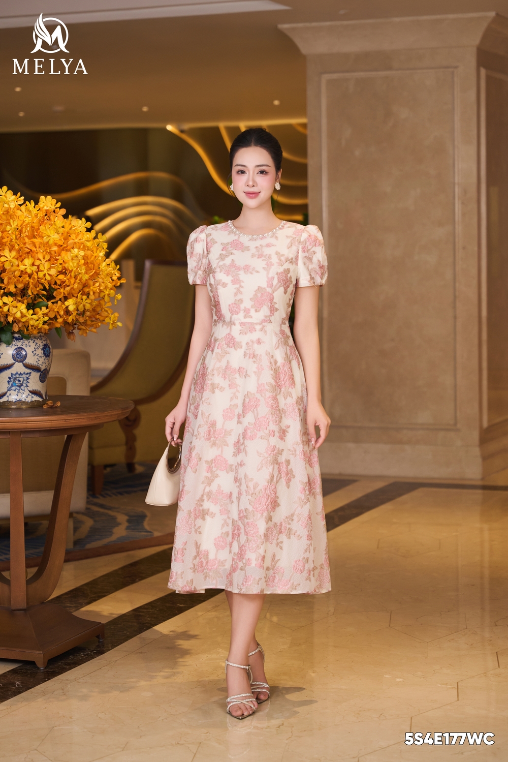 Đầm xoè - Hồng ngọc - Họa tiết