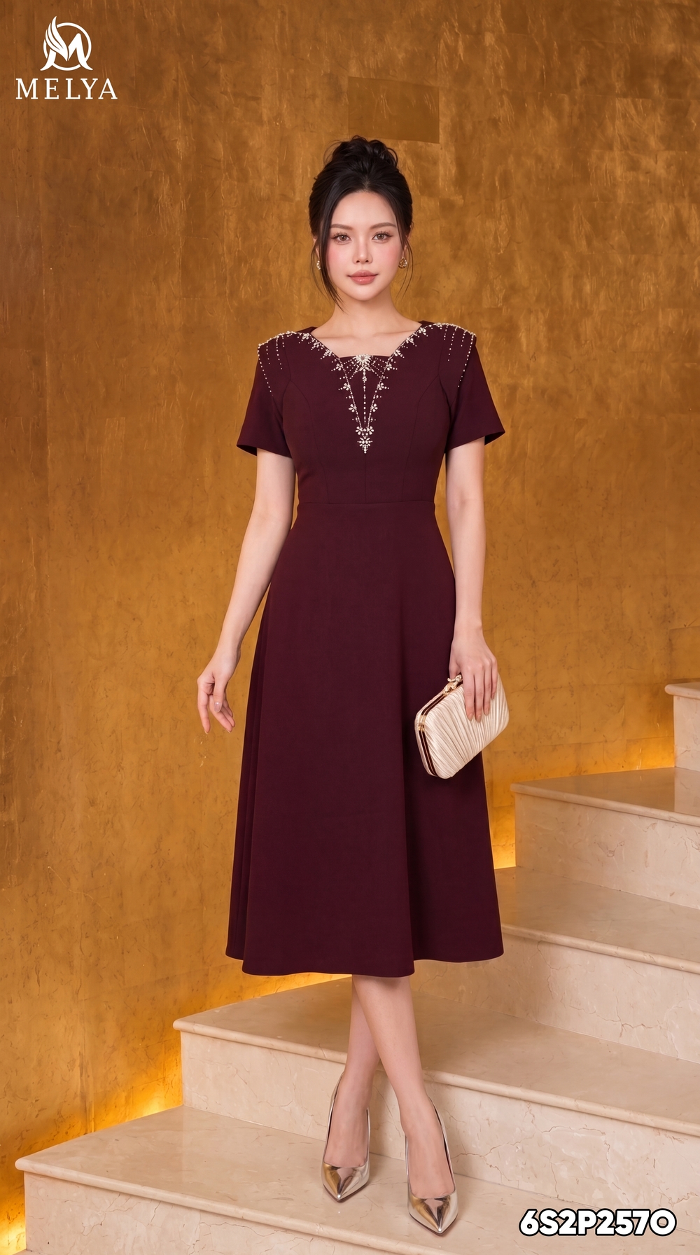 Đầm xòe - Imperial garnet - Đỏ burgandy