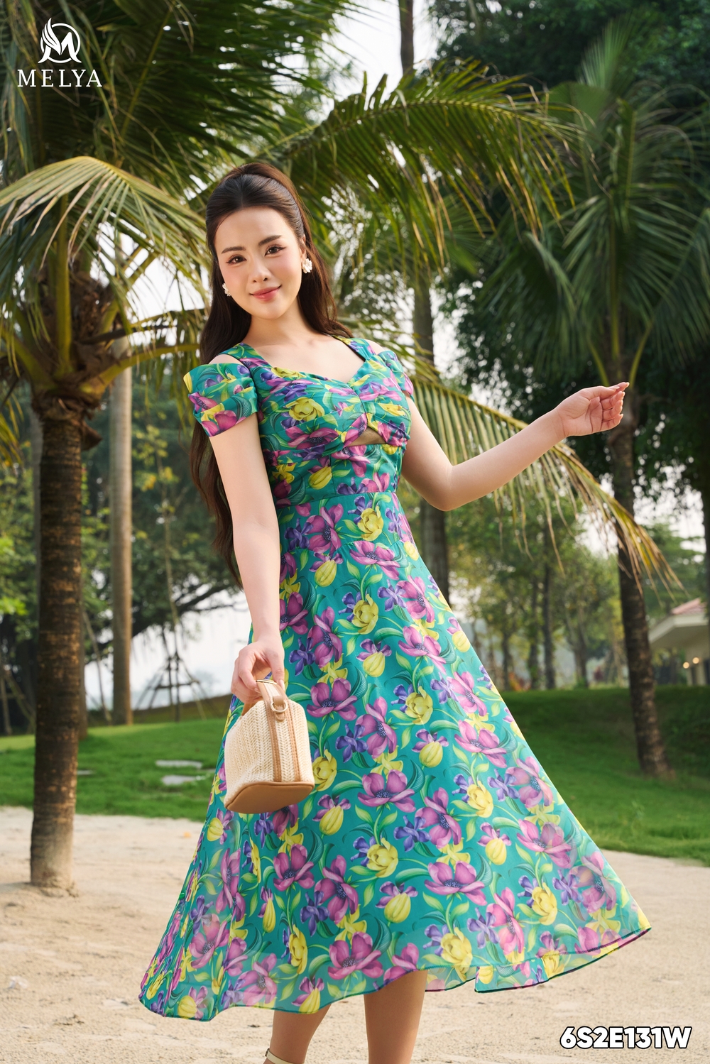 Đầm xòe - Island garden - Xanh cổ vịt