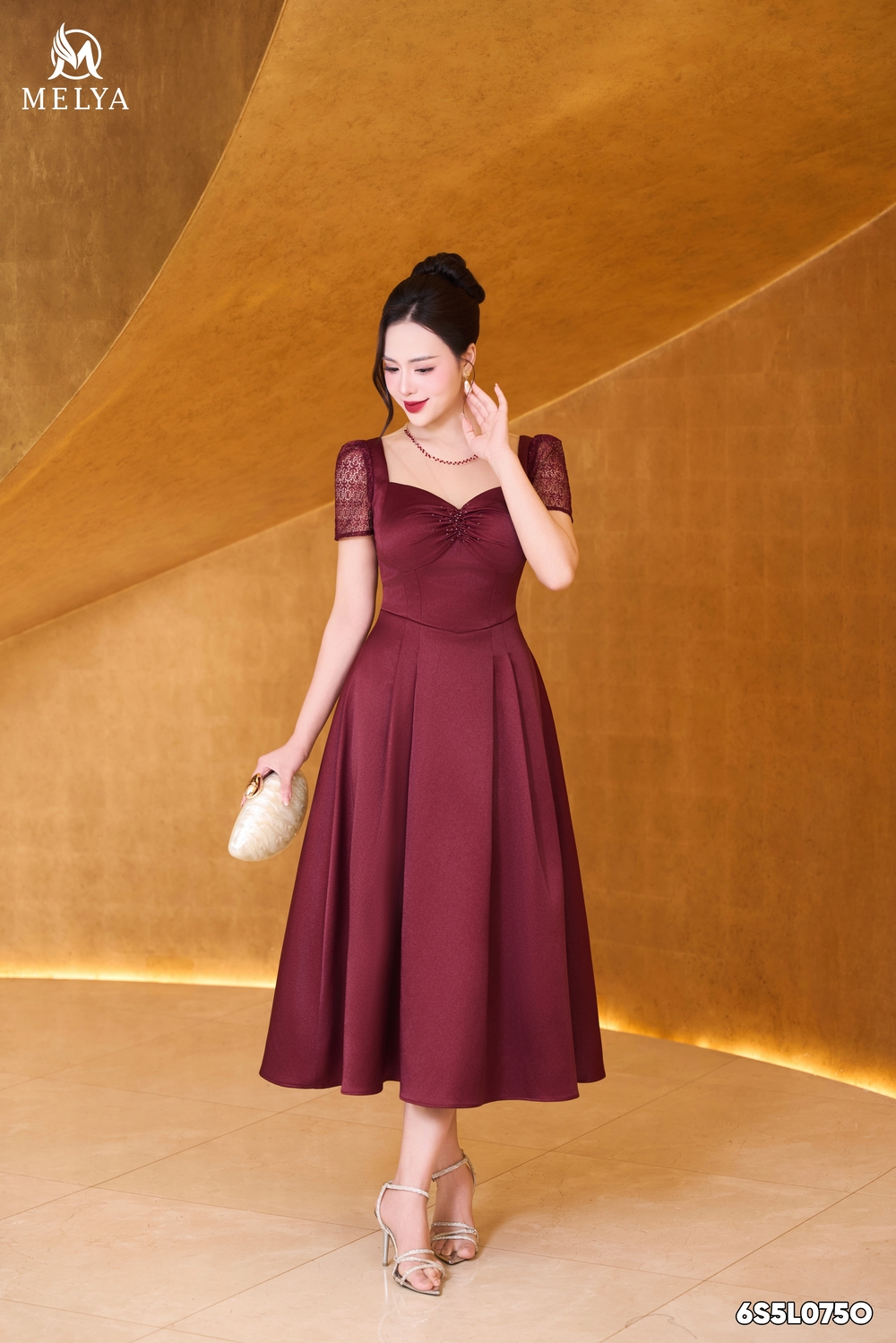 Đầm xòe - Ruby grace - Đỏ rượu vang