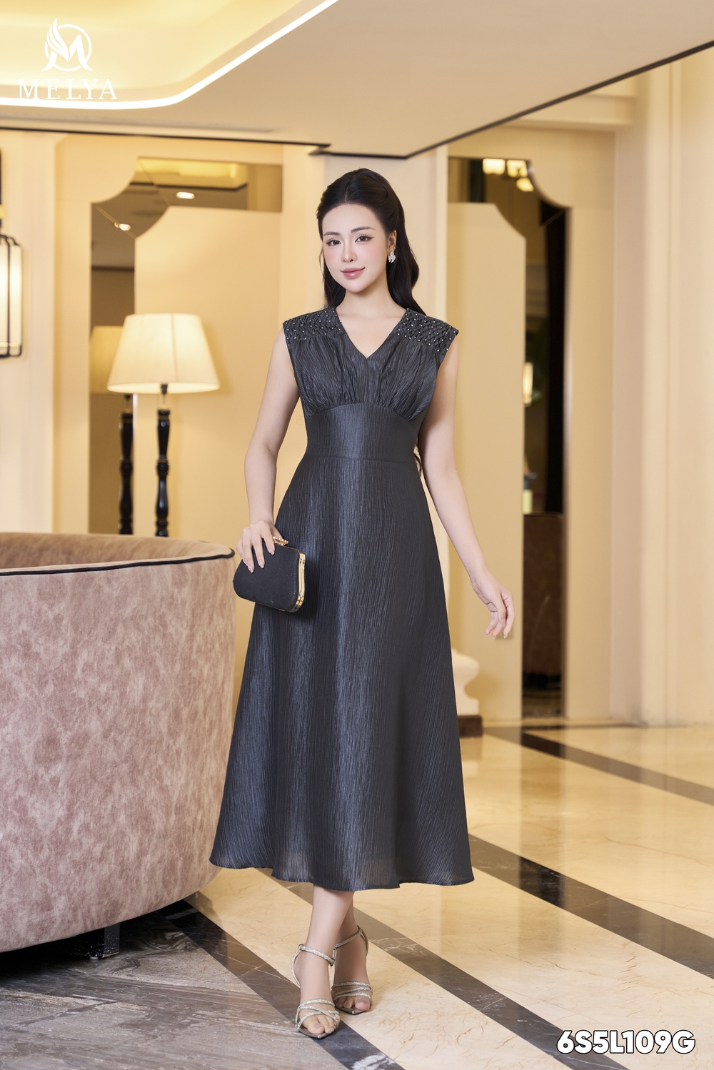 Đầm xòe - Stale dress - Ghi xanh