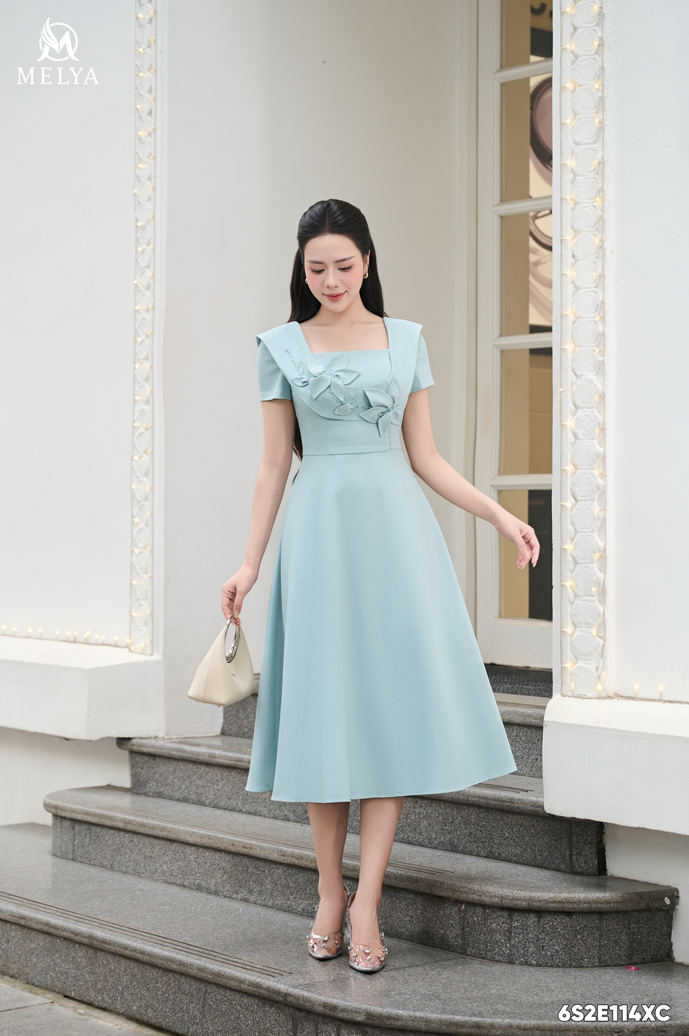 Đầm xòe - Thanh ngọc hoa - Xanh bạc hà