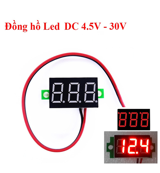 Vôn kế - Đồng Hồ Led Đo Áp - Volt DC 2 Dây 4.5~30V(0.36 inch - led đỏ)