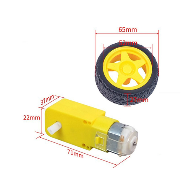 Bộ mô tơ (Giảm Tốc) Động Cơ Giảm Tốc V3 Màu Vàng và bánh xe chuyên dụng cho robot DC3V-6V