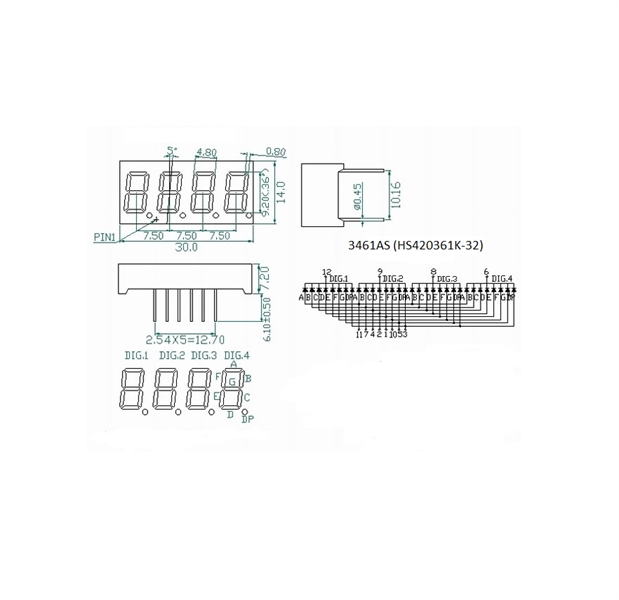 LED 7 Đoạn 0.36inch Đỏ 4 Số Âm Chung (3461AS)