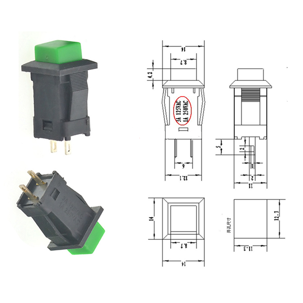 Công tắc Nhấn Nhả DS-429B (Màu Xanh)